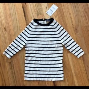 Zara 3/4 sleeve crop stripe light sweater